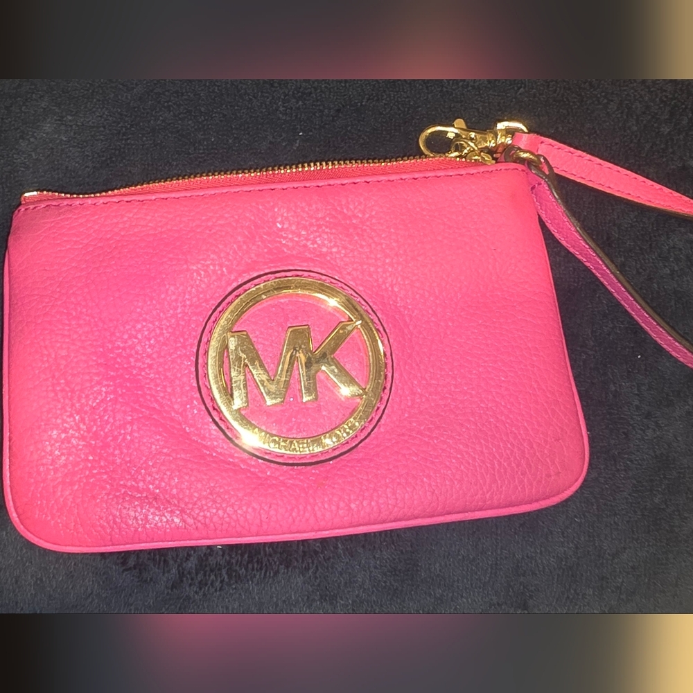 Michael Kors Fuchsia Wristlet with Gold Accents